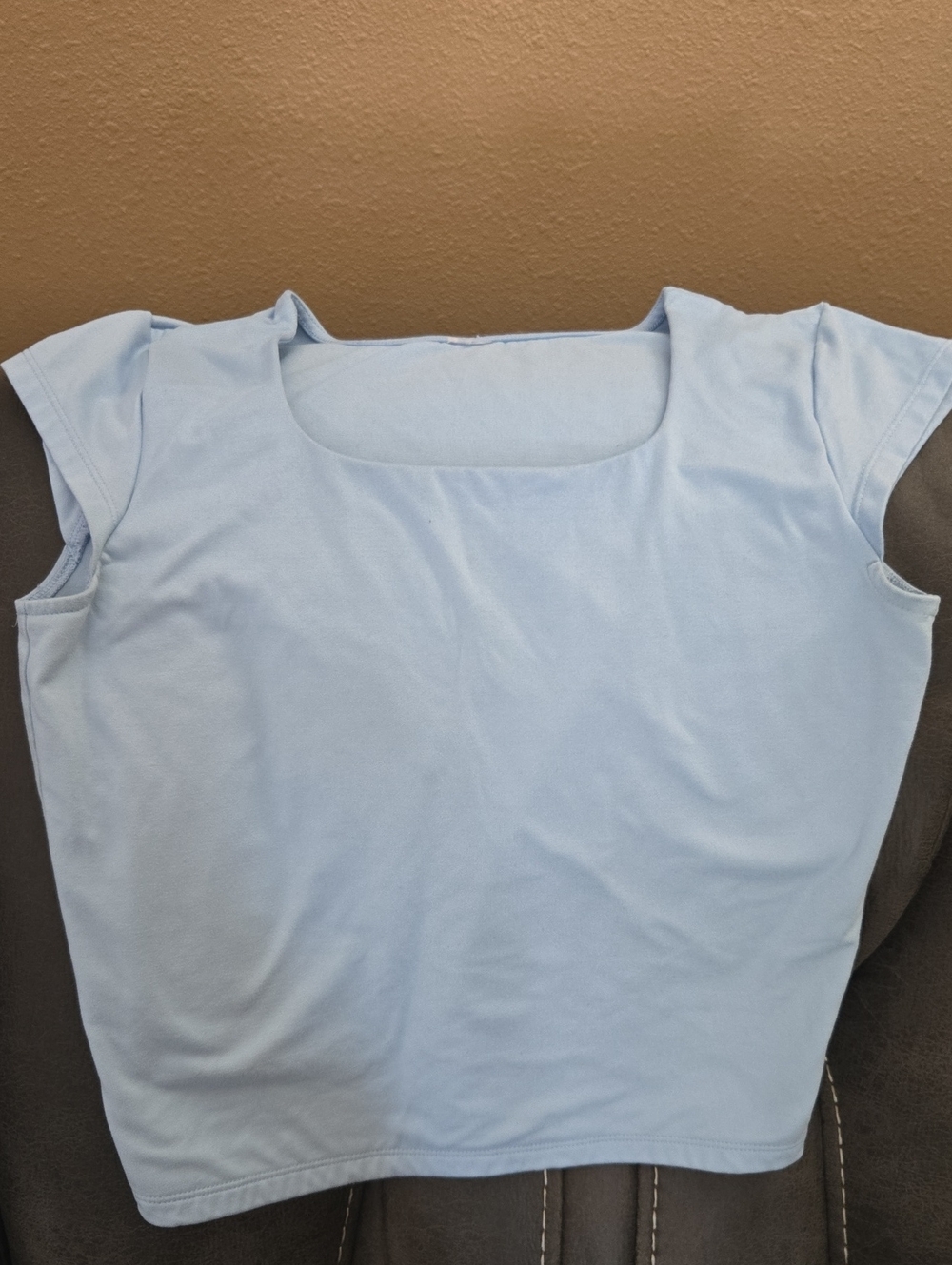 Light Blue Women's Scoop Neck Cap Sleeve Top